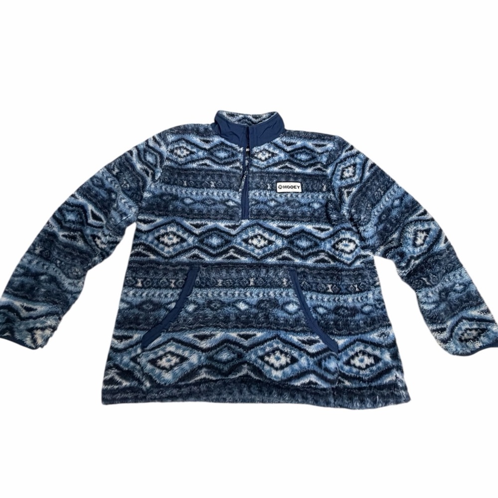Hooey Youth Small Blue Aztec Quarter Zip Pullover Sweater Western Style Logo